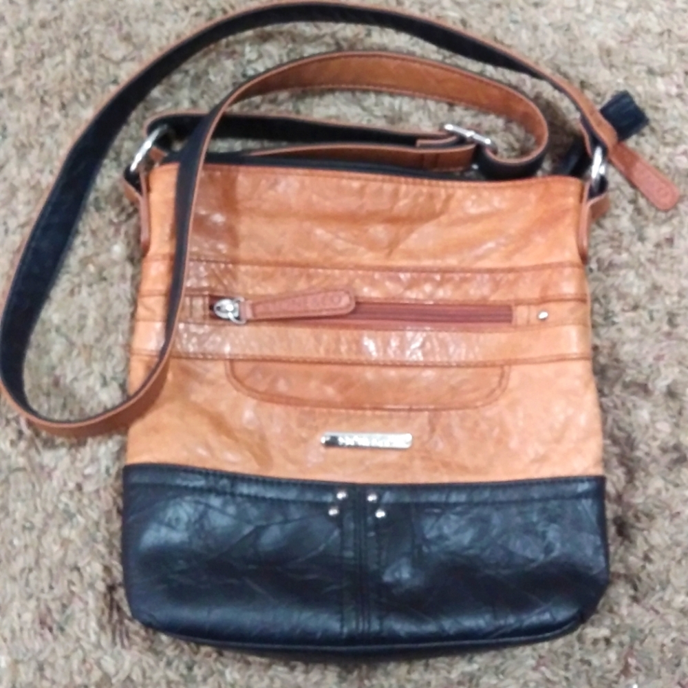 Women's Leather Stone & Company tan and brown shoulder bag